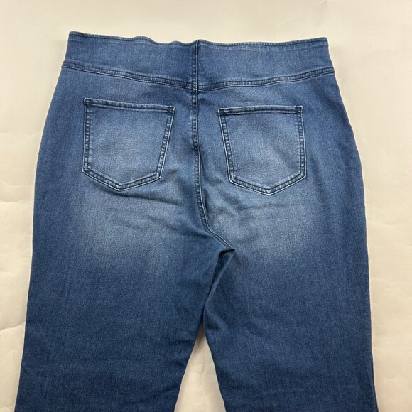 LONG Knox Rose Blue Stretch Denim High Rise Pull On Flared Jeans XL - Picture 7 of 7